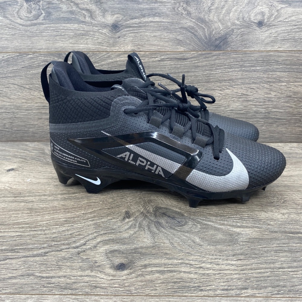 Nike Alpha Menace 4 Elite Football Cleats Mens 9.5 Black Silver FD7036-002